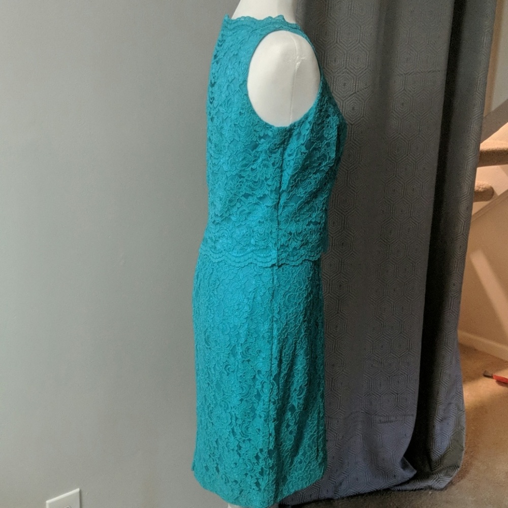 Teal Sleeveless Lauren by Ralph Lauren Sheath - Picture 4 of 7